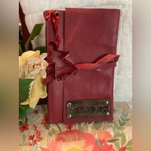 Handcrafted LEATHER Recipes Note Book with copper cookie cutter accent